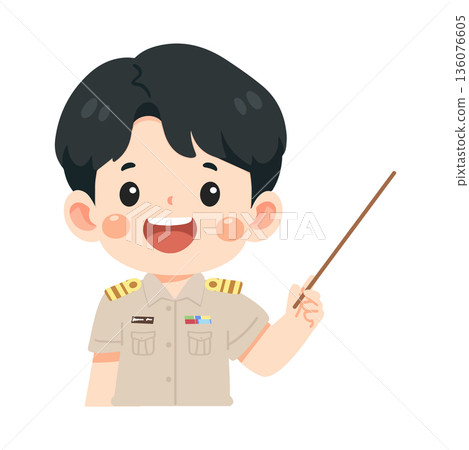 Chibi Teacher Holding Pointer Stick Chibi Teacher Holding Pointer Stick 136076605