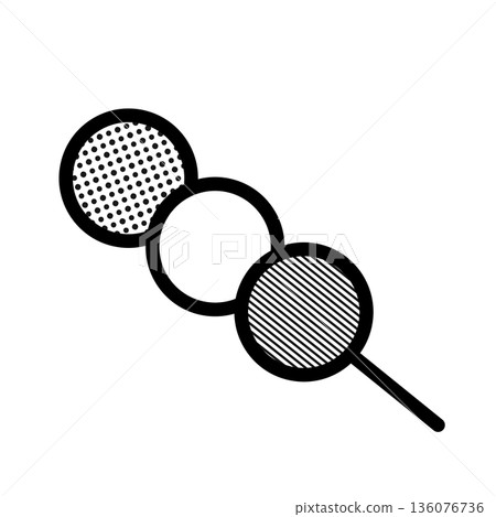 Monochrome illustration of a dumpling with dot and diagonal texture 136076736