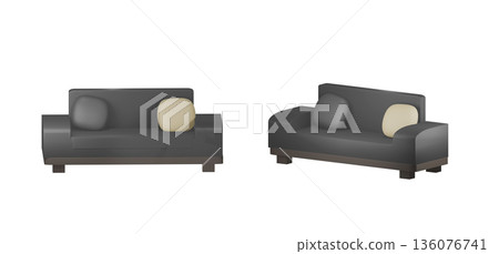 豪華軟墊沙發的3D插圖 136076741