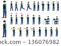Flat illustration: Male and female police officers set (with facial expressions) 136076982