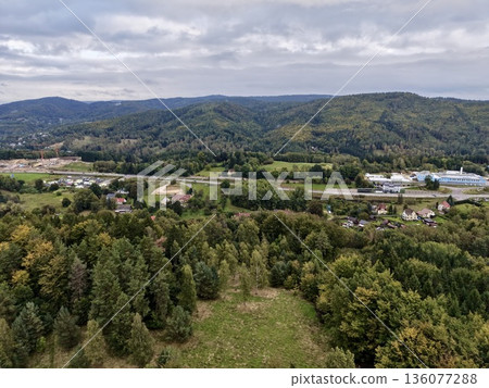 Lush Natural Waterway Scenery, Peaceful Water Route Bordered By Forest And Open Fields Gracefully Lush Natural Waterway Scenery, Peaceful Water Route Bordered By Forest And Open Fields Gracefully 136077288