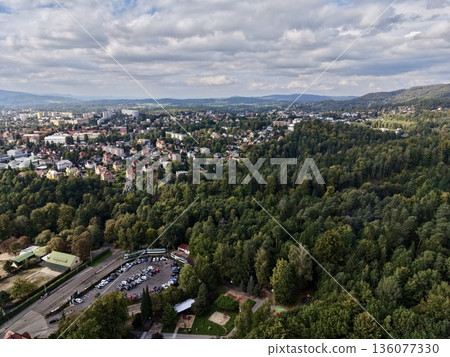 Suburban Growth Meets Forest Boundary, Development Pushing Into Natural Forested Zones And Green Spaces 136077330