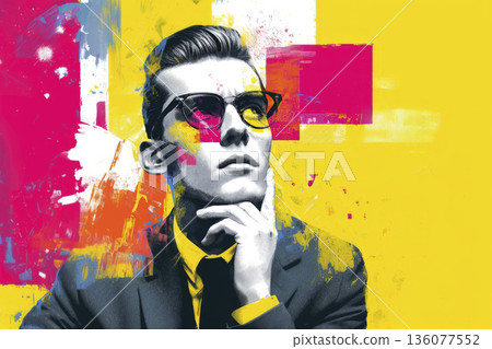 Illustration business poster, Eclectic style, Generative AI 136077552