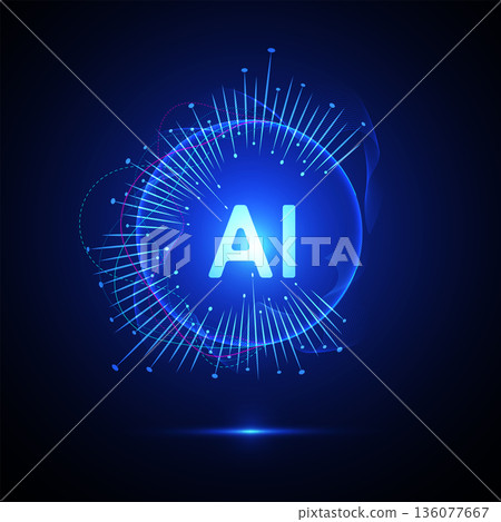 Artificial intelligence circle line style. Machine learning design. Smart network digital technology. AI. Vector illustration Artificial intelligence circle line style. Machine learning design. Smart network digital technology. AI. Vector illustration 136077667