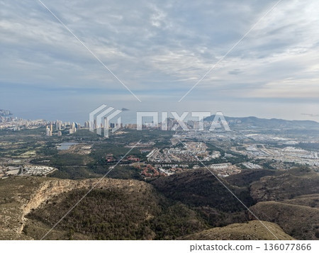 Detailed aerial view of shoreline topography combined with surrounding urban and rural landscapes Detailed aerial view of shoreline topography combined with surrounding urban and rural landscapes 136077866