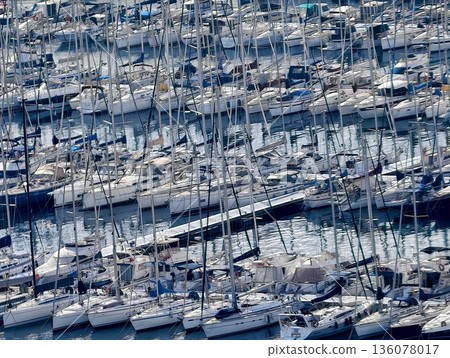 Ship layout overview, High altitude depiction of clustered sailing ships and organizing framework Ship layout overview, High altitude depiction of clustered sailing ships and organizing framework 136078017