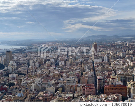 Urban mountain view, Scenic overlook revealing sprawling cityscape and rugged mountain terrain 136078019