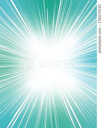 A vibrant and intense blue-green background material with concentrated lines 136078585