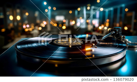 A turntable with a record player on top of it 136079020