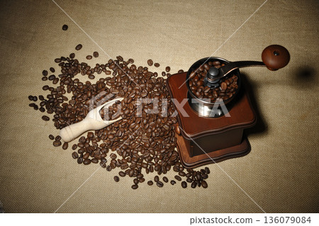 Coffee beans and mills 136079084