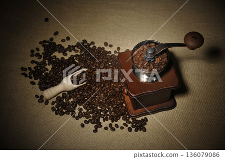 Coffee beans and mills Coffee beans and mills 136079086