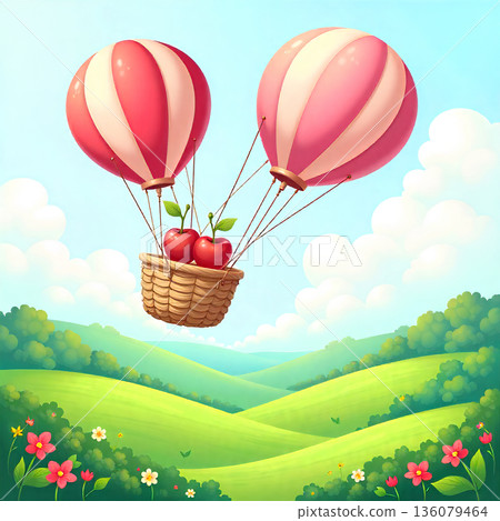 hot air balloon flying in the sky 136079464