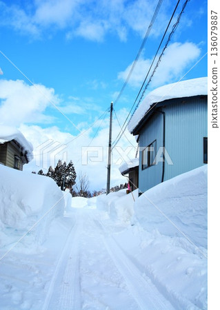 Residential area buried in snow Residential area buried in snow 136079887