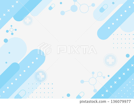 藍色醫學抽象背景設計，包含醫藥和醫療圖標 136079977