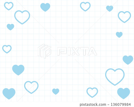 Illustration of a heart and grid line background (light blue) 136079984