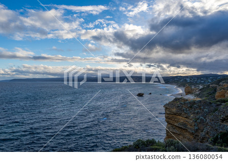 Fairhaven Beach at sunset in Aireys Inlet, Great Ocean Road, Australia 136080054