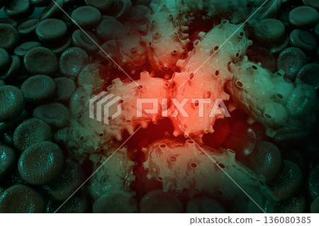 Virus with blood cells 136080385