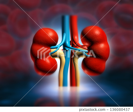Human kidney anatomy on medical background Human kidney anatomy on medical background 136080437