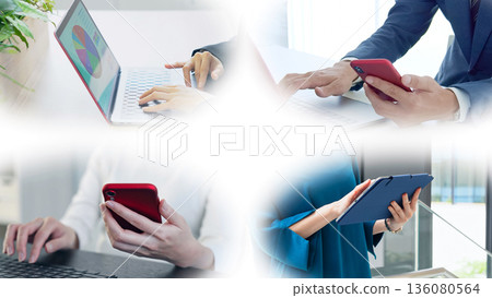 Collage footage of people using various digital devices Collage footage of people using various digital devices 136080564