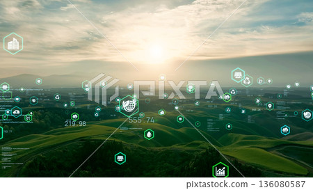 Aerial photography of natural scenery and environmental technology 136080587