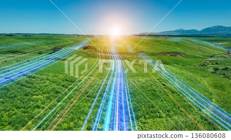 一條穿過草原的光帶，一條通往未來的路 136080608