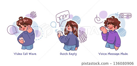 Mobile Communication Character Action Set 136080906