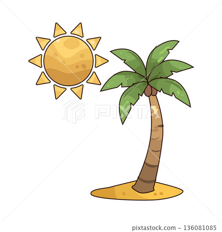 illustration of Sun and Palm illustration of Sun and Palm 136081085