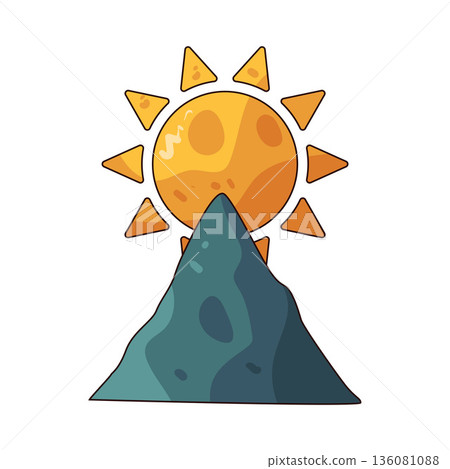 illustration of Sun and Mountain illustration of Sun and Mountain 136081088