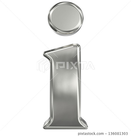3d silver letter i on white background 136081303