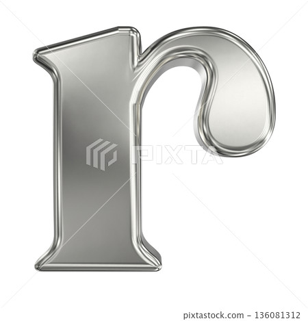 3d silver letter r with metal texture isolated on white 3d silver letter r with metal texture isolated on white 136081312