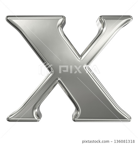 metal 3d silver letter x isolated on white metal 3d silver letter x isolated on white 136081318
