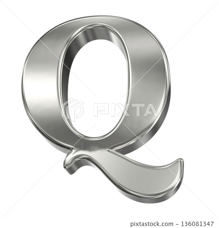 3d silverletter Q alphabet with chain isolated on white 3d silverletter Q alphabet with chain isolated on white 136081347