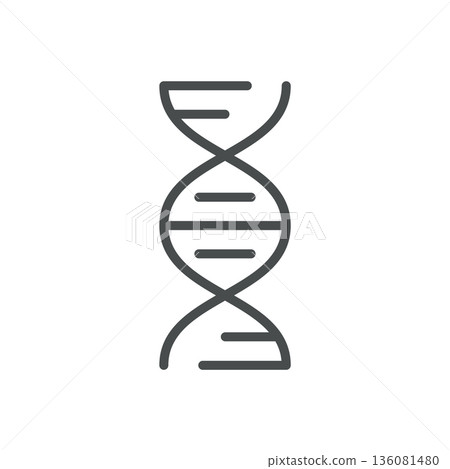 DNA Genome Sequencing Icon. Outline DNA Strand Helix, Representing Genetic Code, Bioinformatics Analysis, Molecular Biology Research. Isolated Line Vector Pictogram. 136081480