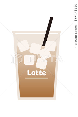一張簡單的外帶冰拿鐵的向量插圖。 136081559