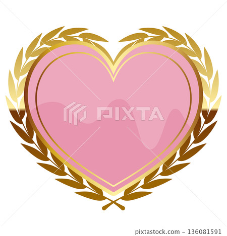 Luxurious heart frame in pink and gold 136081591