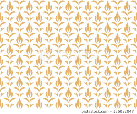 Flower geometric pattern. Seamless vector background. White and golden ornament 136082047