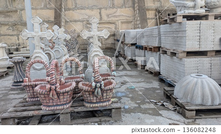 Outdoor setup showcasing intricately designed garden sculpture arrangements Outdoor setup showcasing intricately designed garden sculpture arrangements 136082248