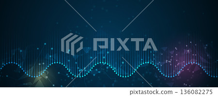 Futuristic science and technology background, DNA spiral strands, connected neural web Futuristic science and technology background, DNA spiral strands, connected neural web 136082275