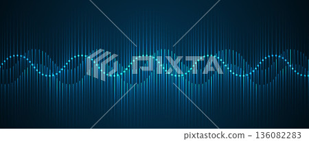 Futuristic science and technology background, DNA spiral strands, connected neural web Futuristic science and technology background, DNA spiral strands, connected neural web 136082283