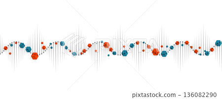 Futuristic science and technology background, DNA spiral strands, connected neural web Futuristic science and technology background, DNA spiral strands, connected neural web 136082290