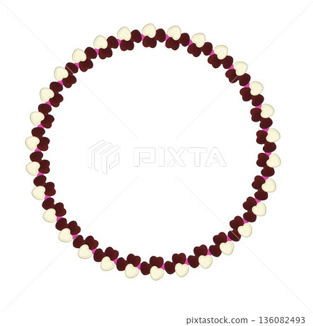 Heart-shaped chocolate wreath illustration 136082493