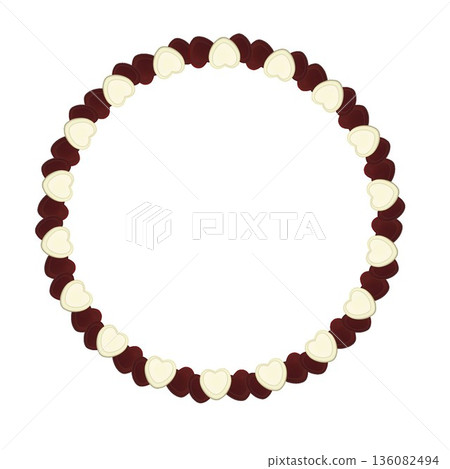 Heart-shaped chocolate wreath illustration Heart-shaped chocolate wreath illustration 136082494