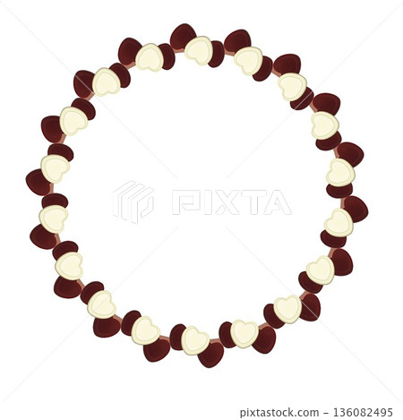 Heart-shaped chocolate wreath illustration Heart-shaped chocolate wreath illustration 136082495