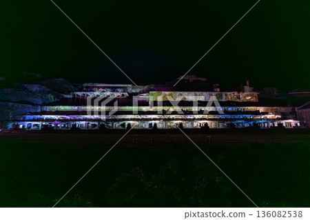 The Kitazawa Flotation Plant ruins illuminated at night The Kitazawa Flotation Plant ruins illuminated at night 136082538