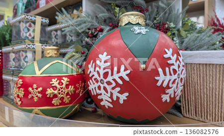 Festive Decorative Ornaments, Seasonal Holiday Embellishments With Classic Festive Charm And Sparkle Festive Decorative Ornaments, Seasonal Holiday Embellishments With Classic Festive Charm And Sparkle 136082576