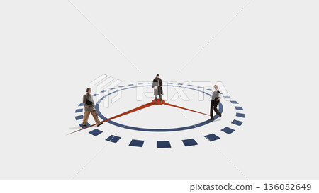 Trendy composition executives navigating clock shaped business system. Trendy composition executives navigating clock shaped business system. 136082649