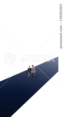 Abstract mixed media professionals navigating corporate environment. Abstract mixed media professionals navigating corporate environment. 136082663