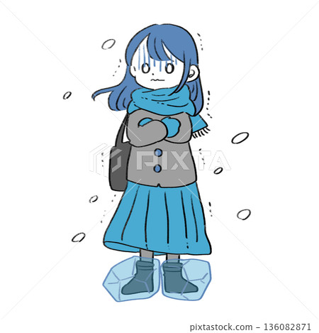 圖：一名女子在寒冷中瑟瑟發抖 136082871