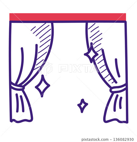 Clean curtains doodle icon vector isolated 136082930