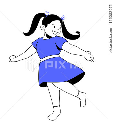 Cheerful Girl Dancing - Colorful Flat Design Illustration 136082975